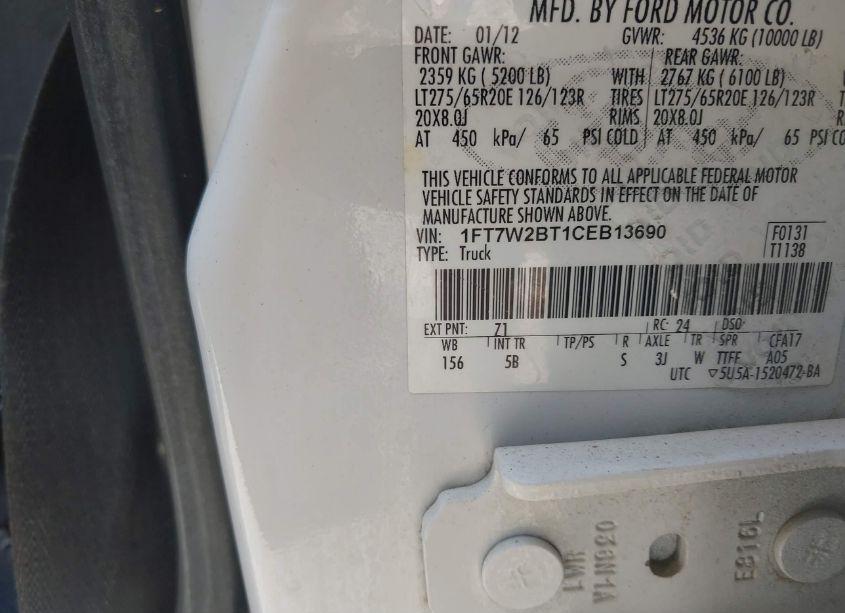 Photo 9 of 2012 Ford F-250 LARIAT (VIN 1FT7W2BT1CEB13690)