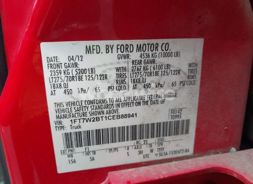 Photo 9 of 2012 Ford F-250 LARIAT (VIN 1FT7W2BT1CEB88941)