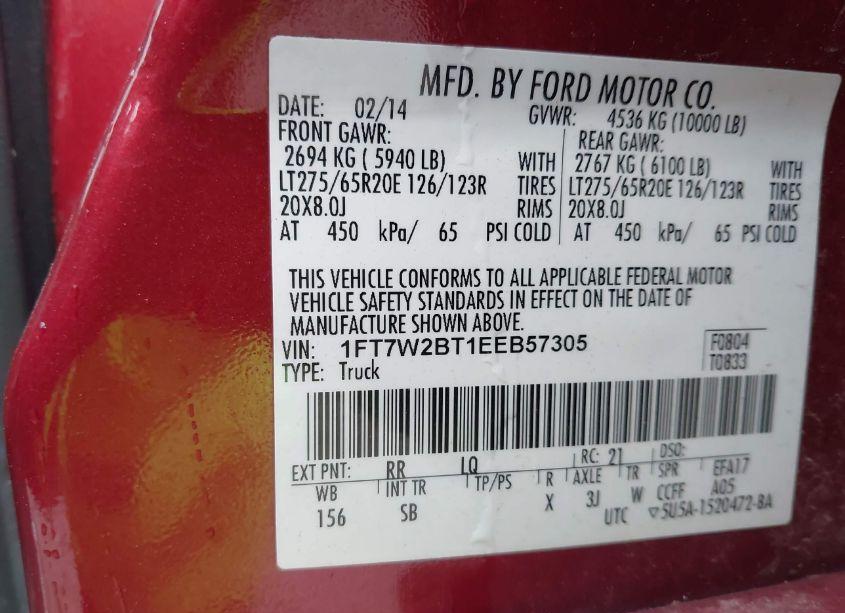 Photo 9 of 2014 Ford F-250 LARIAT (VIN 1FT7W2BT1EEB57305)