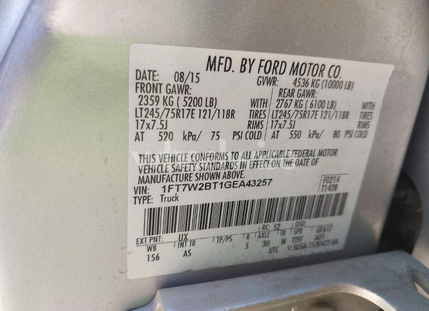 Photo 9 of 2016 Ford F-250 XL (VIN 1FT7W2BT1GEA43257)