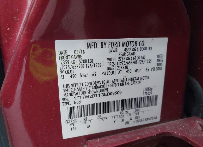 Photo 9 of 2016 Ford F-250 LARIAT (VIN 1FT7W2BT1GED09506)