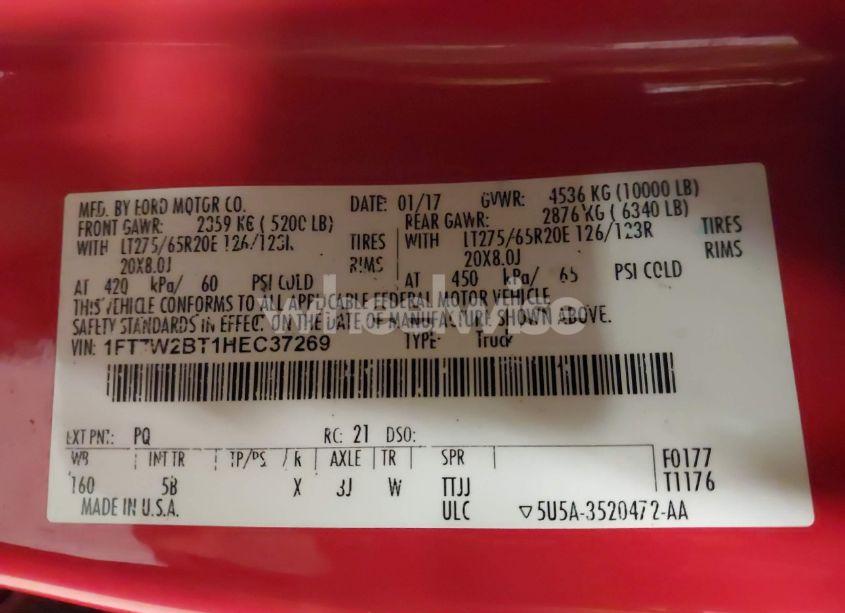 Photo 9 of 2017 Ford F-250 LARIAT (VIN 1FT7W2BT1HEC37269)