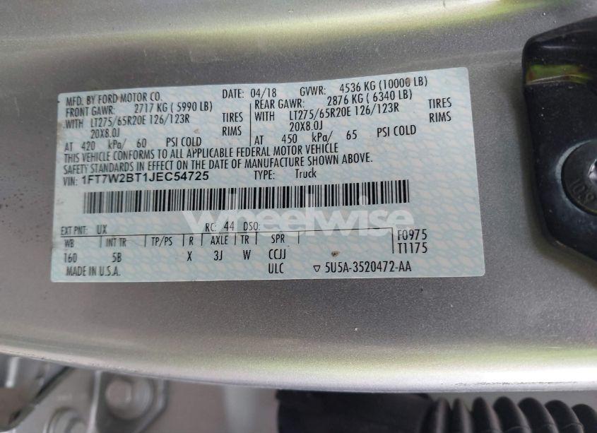 Photo 9 of 2018 Ford F-250 LARIAT (VIN 1FT7W2BT1JEC54725)