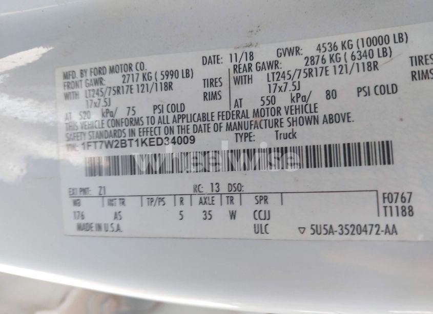 Photo 8 of 2019 Ford F-250 XL (VIN 1FT7W2BT1KED34009)