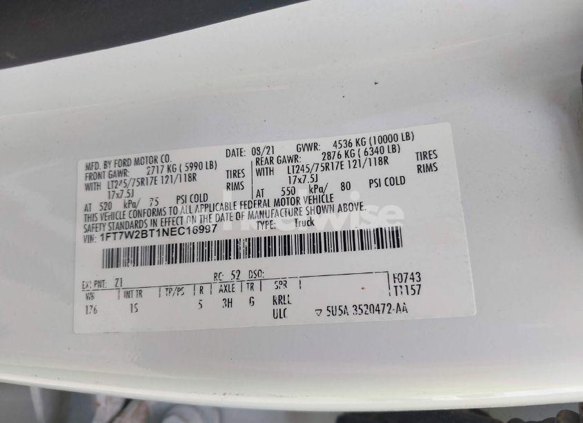 Photo 9 of 2022 Ford F-250 XL (VIN 1FT7W2BT1NEC16997)