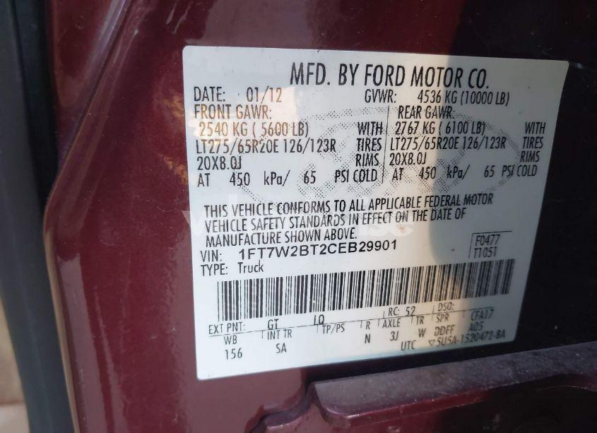 Photo 9 of 2012 Ford F-250 LARIAT (VIN 1FT7W2BT2CEB29901)