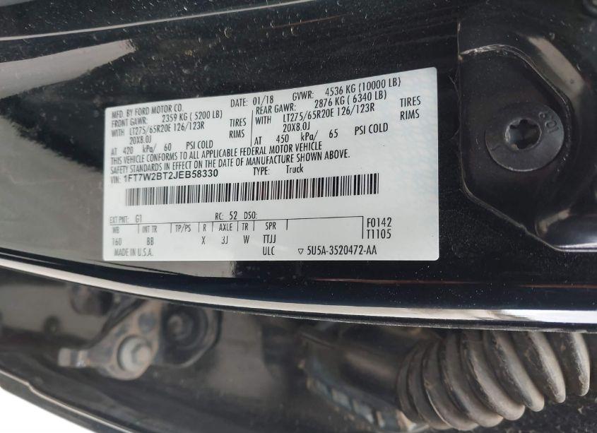 Photo 9 of 2018 Ford F-250 PLATINUM (VIN 1FT7W2BT2JEB58330)