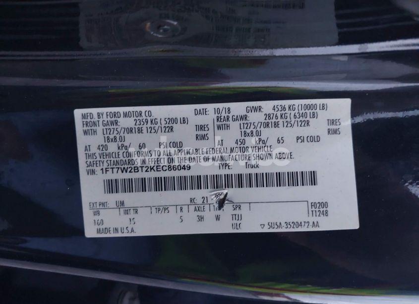 Photo 9 of 2019 Ford F-250 XL (VIN 1FT7W2BT2KEC86049)