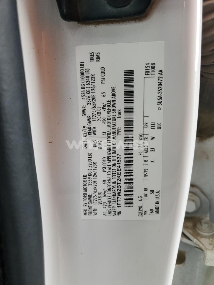 Photo 12 of 2019 FORD F250 SUPER DUTY (VIN 1FT7W2BT2KEE41537)