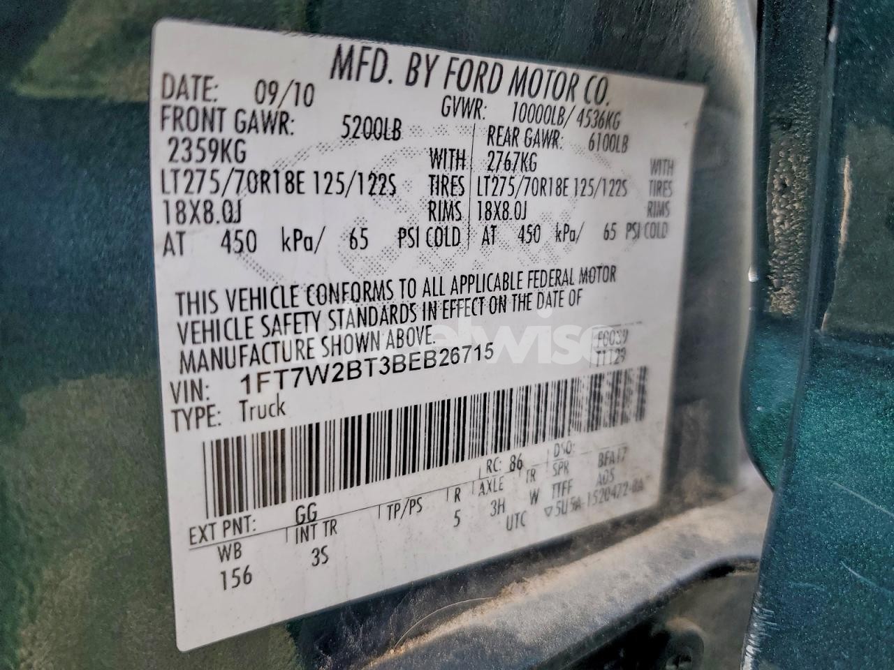 Photo 13 of 2011 FORD F250 SUPER DUTY (VIN 1FT7W2BT3BEB26715)