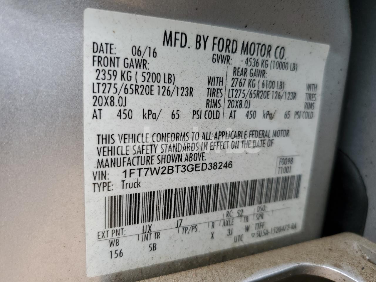 Photo 12 of 2016 FORD F250 SUPER DUTY (VIN 1FT7W2BT3GED38246)