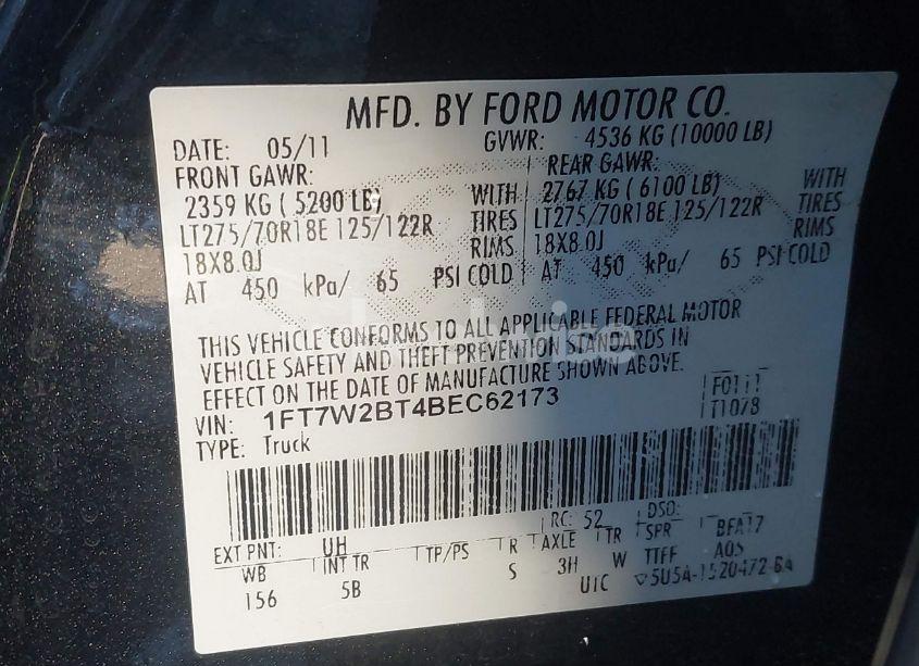 Photo 9 of 2011 Ford F-250 LARIAT (VIN 1FT7W2BT4BEC62173)