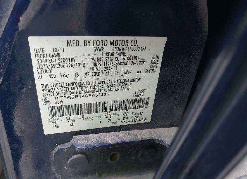 Photo 9 of 2012 Ford F-250 LARIAT (VIN 1FT7W2BT4CEA63495)