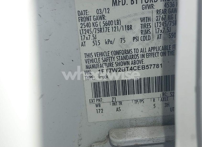 Photo 9 of 2012 Ford F-250 XL (VIN 1FT7W2BT4CEB57781)