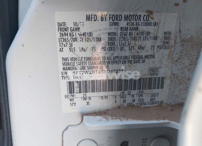 Photo 9 of 2012 Ford F-250 XLT (VIN 1FT7W2BT4CED15231)