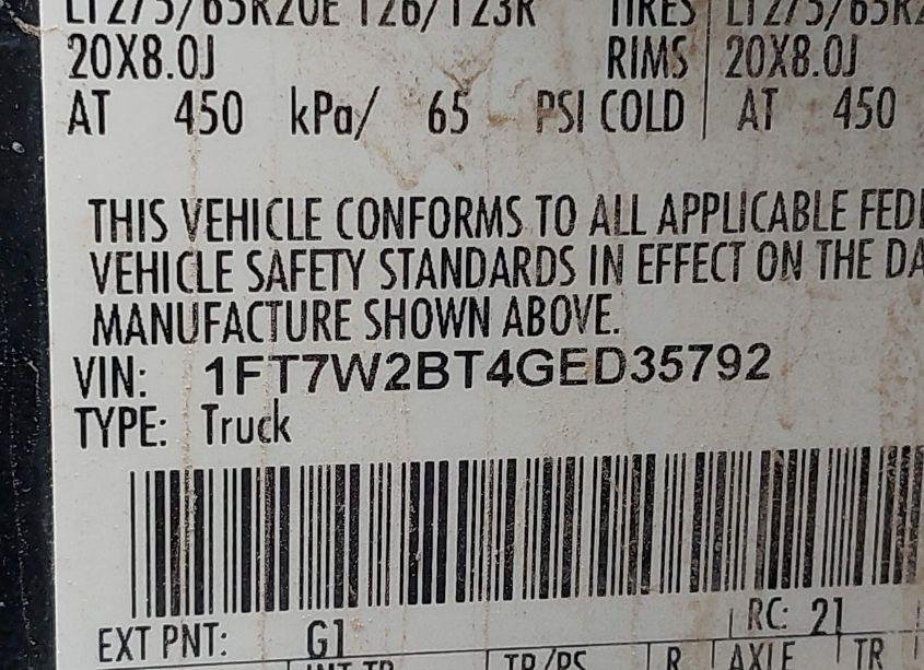 Photo 9 of 2016 Ford F-250 LARIAT (VIN 1FT7W2BT4GED35792)