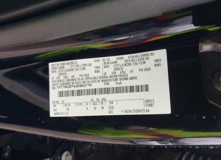 Photo 9 of 2018 Ford F-250 PLATINUM (VIN 1FT7W2BT4JEB62718)