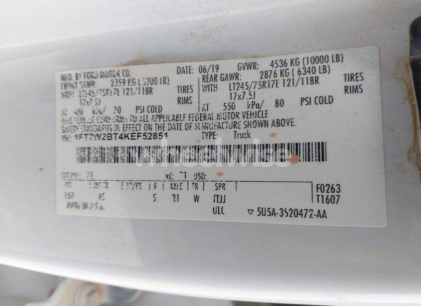 Photo 9 of 2019 Ford F-250 XL (VIN 1FT7W2BT4KEF52851)