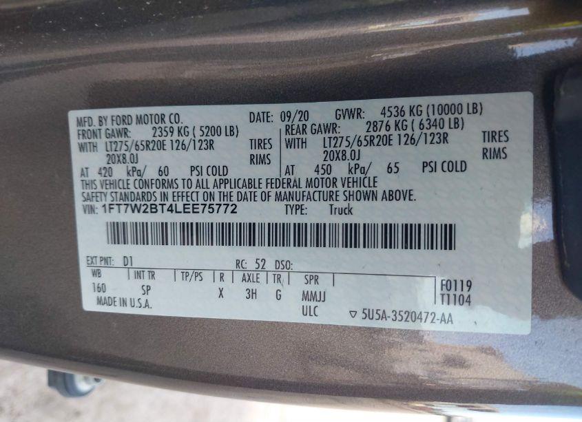 Photo 9 of 2020 Ford F-250 KING RANCH (VIN 1FT7W2BT4LEE75772)