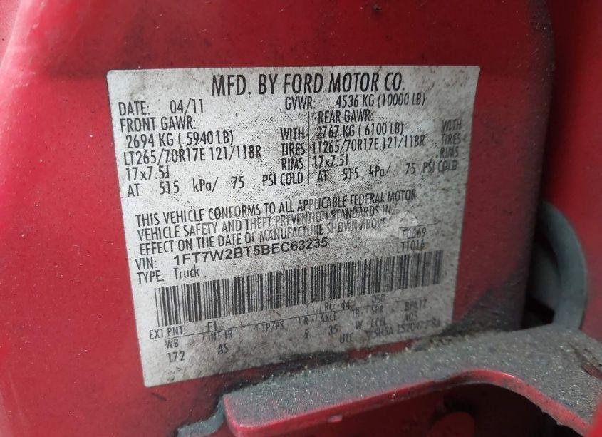 Photo 9 of 2011 Ford F-250 XL (VIN 1FT7W2BT5BEC63235)