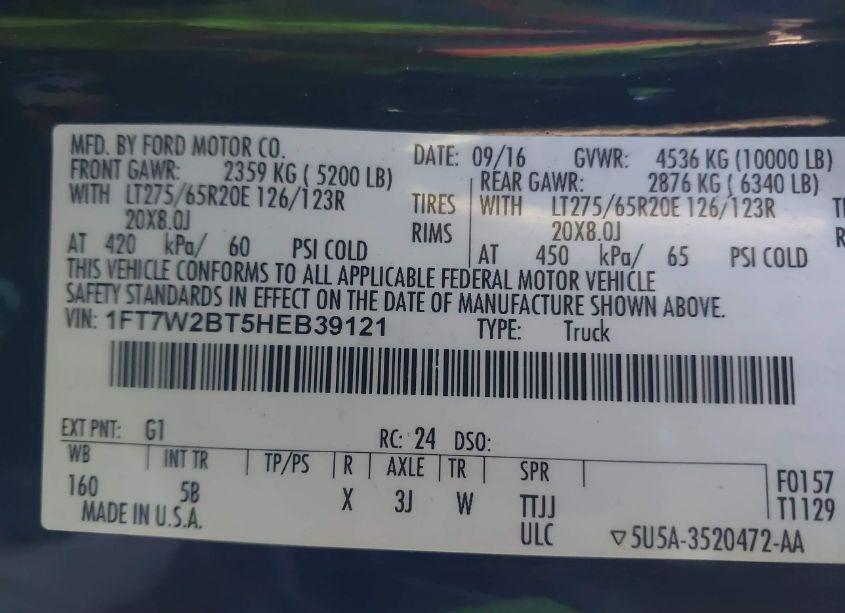 Photo 9 of 2017 Ford F-250 LARIAT (VIN 1FT7W2BT5HEB39121)
