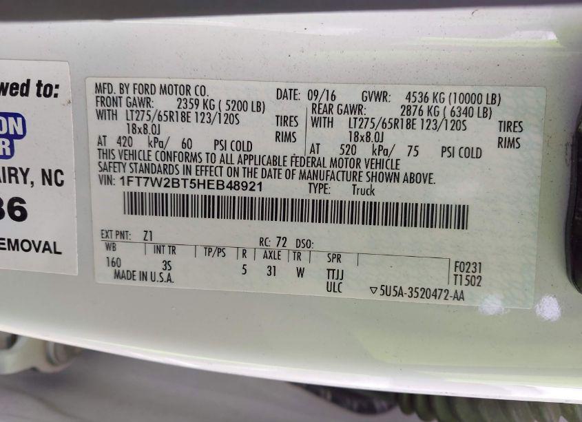 Photo 9 of 2017 Ford F-250 XLT (VIN 1FT7W2BT5HEB48921)