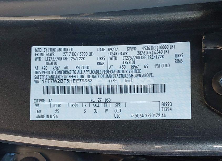 Photo 9 of 2017 Ford F-250 XLT (VIN 1FT7W2BT5HEE79353)