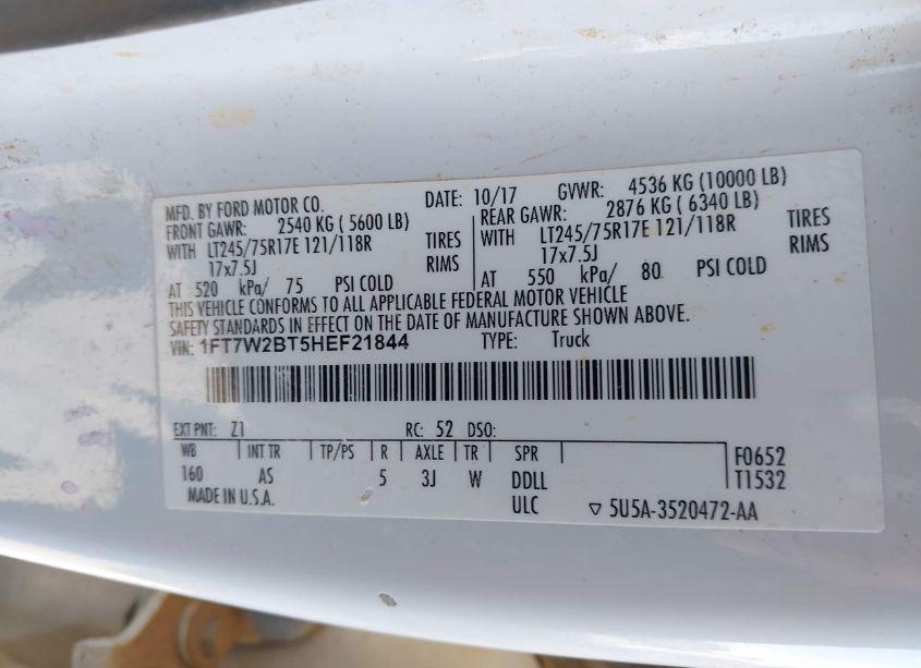 Photo 8 of 2017 Ford F-250 XL (VIN 1FT7W2BT5HEF21844)