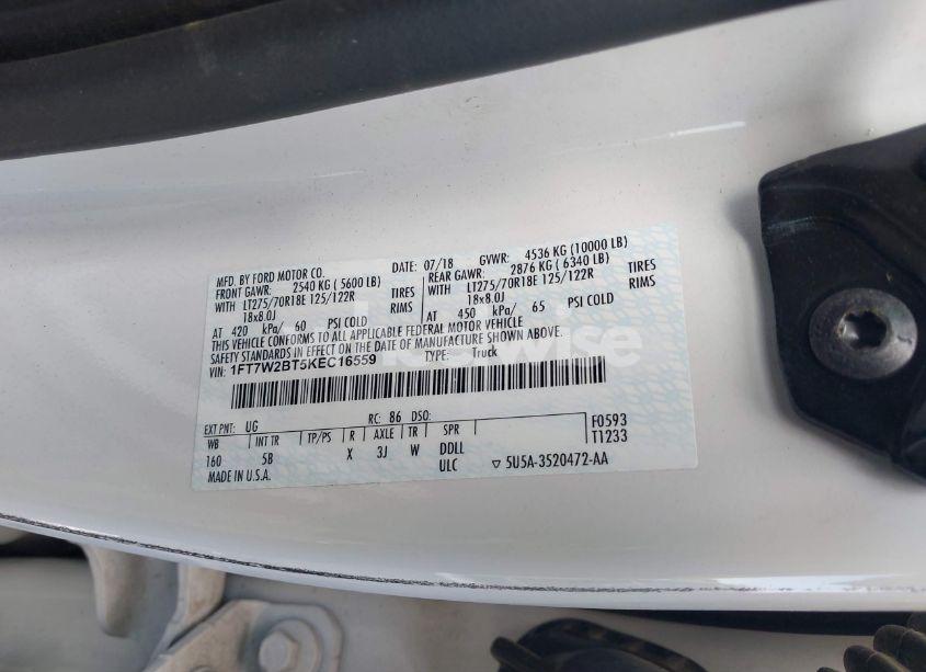 Photo 9 of 2019 Ford F-250 LARIAT (VIN 1FT7W2BT5KEC16559)