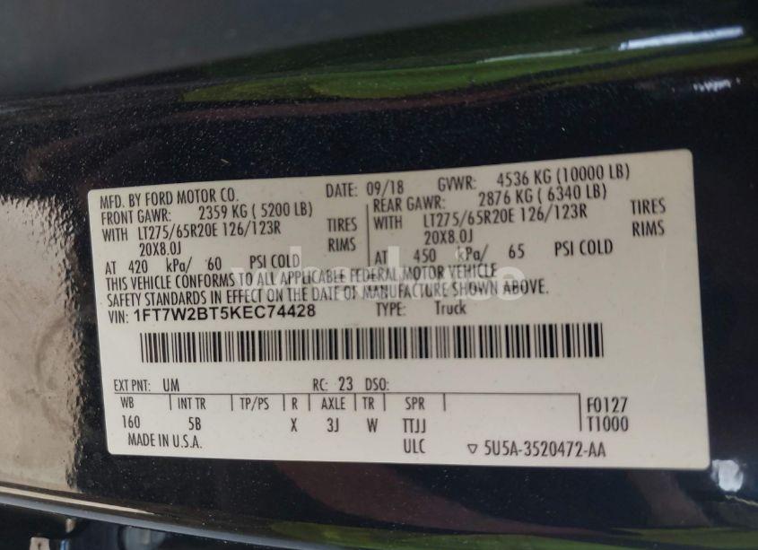 Photo 9 of 2019 Ford F-250 LARIAT (VIN 1FT7W2BT5KEC74428)