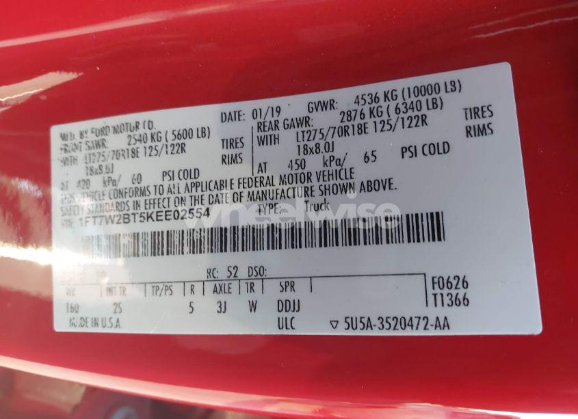 Photo 9 of 2019 Ford F-250 XLT (VIN 1FT7W2BT5KEE02554)