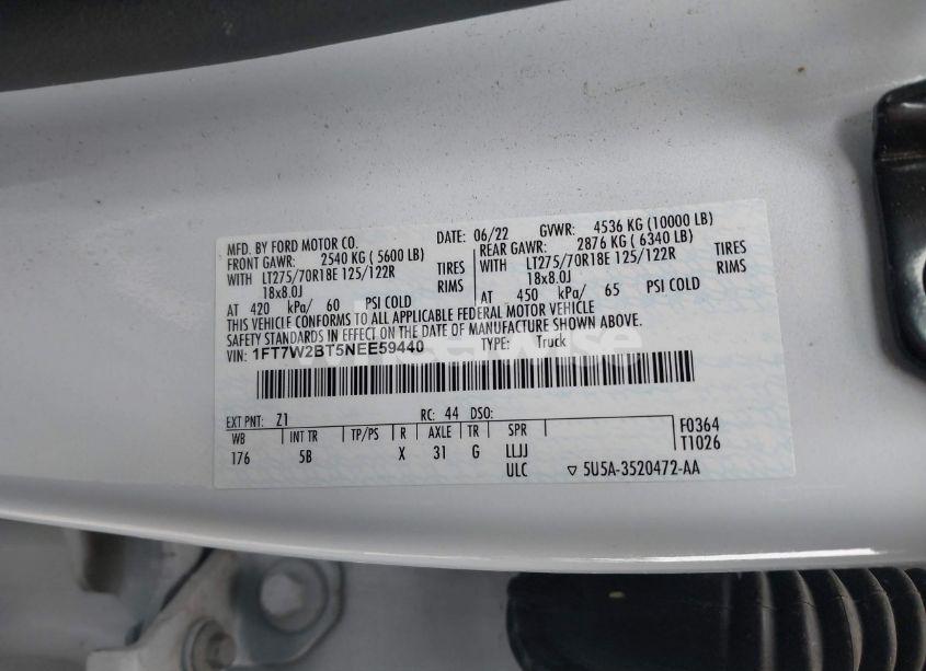 Photo 9 of 2022 Ford F-250 LARIAT (VIN 1FT7W2BT5NEE59440)