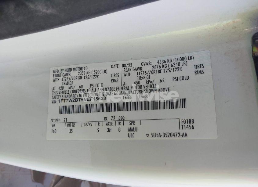 Photo 9 of 2022 Ford F-250 XLT (VIN 1FT7W2BT5NEF15523)