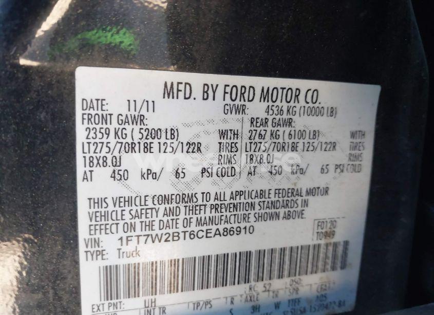 Photo 9 of 2012 Ford F-250 LARIAT (VIN 1FT7W2BT6CEA86910)