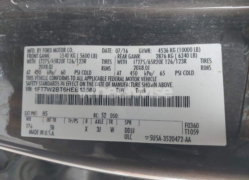 Photo 9 of 2017 Ford F-250 LARIAT (VIN 1FT7W2BT6HEB13580)