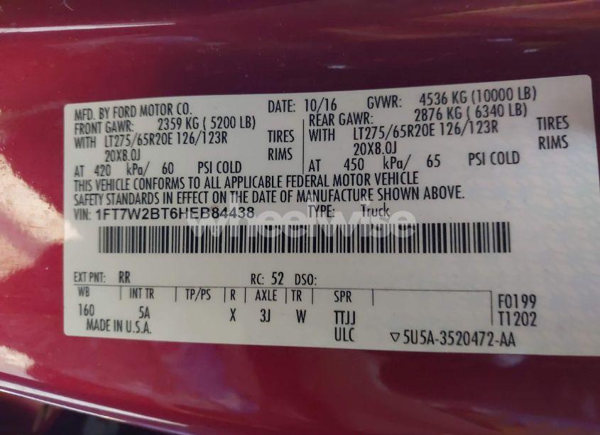 Photo 9 of 2017 Ford F-250 LARIAT (VIN 1FT7W2BT6HEB84438)