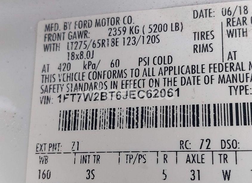 Photo 9 of 2018 Ford F-250 XLT (VIN 1FT7W2BT6JEC62061)