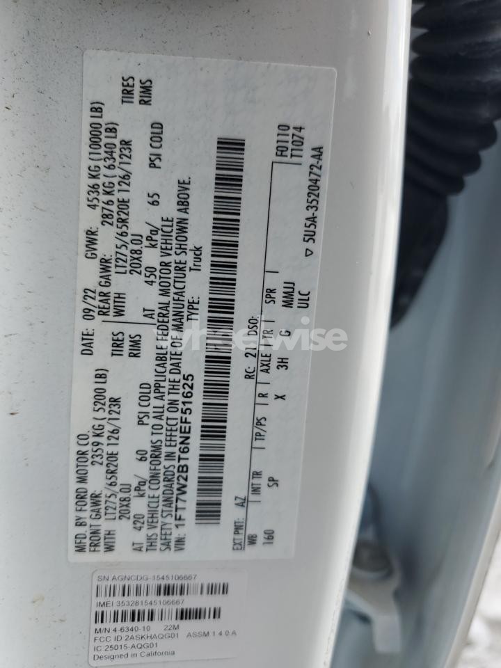 Photo 10 of 2022 FORD TRUCK F250 CREW C PU 4X4 C N/A (VIN 1FT7W2BT6NEF51625)