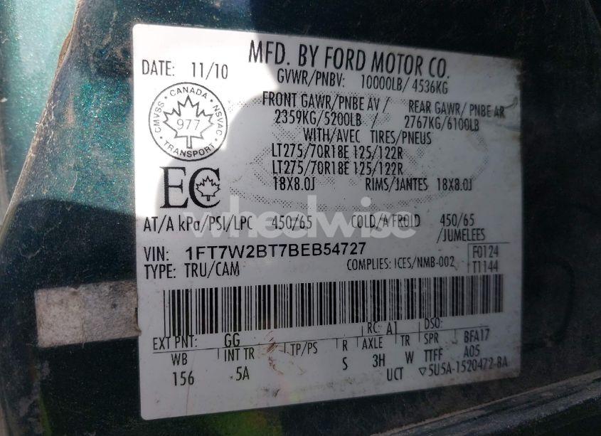 Photo 9 of 2011 Ford F-250 LARIAT (VIN 1FT7W2BT7BEB54727)