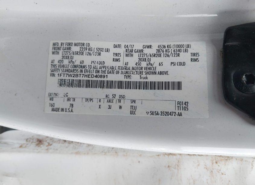 Photo 9 of 2017 Ford F-250 PLATINUM (VIN 1FT7W2BT7HED40891)