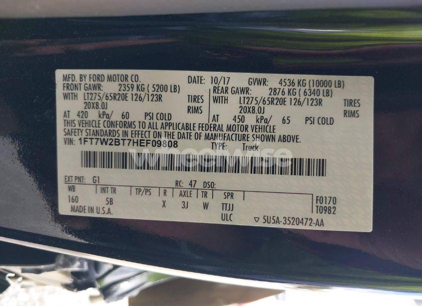 Photo 9 of 2017 Ford F-250 LARIAT (VIN 1FT7W2BT7HEF09808)