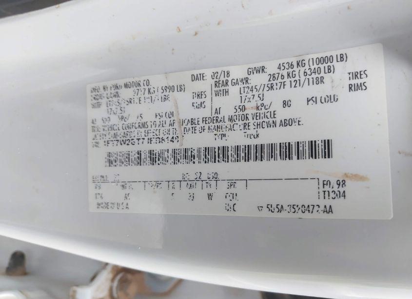 Photo 9 of 2018 Ford F-250 XL (VIN 1FT7W2BT7JEB81487)