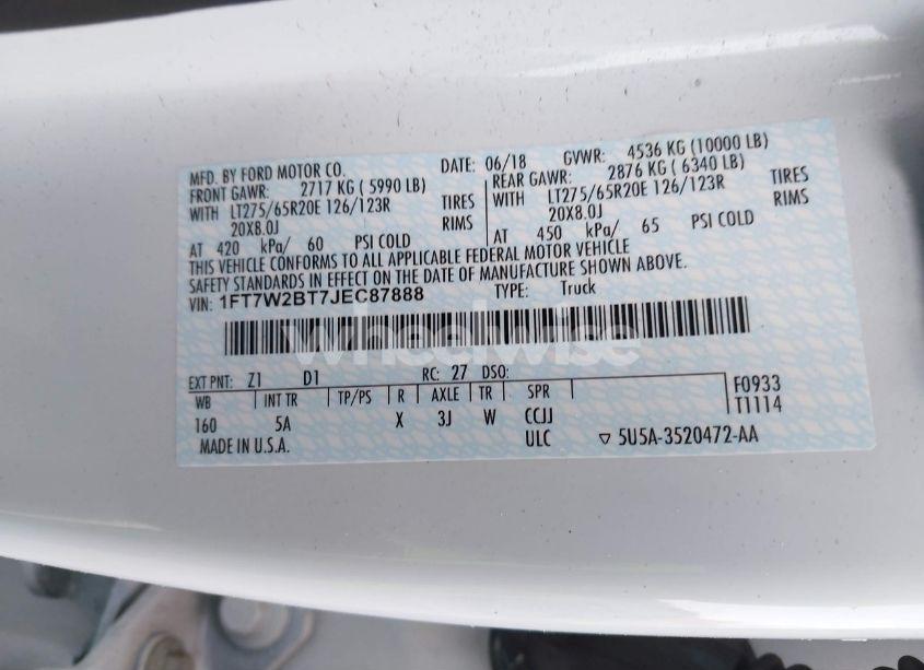 Photo 9 of 2018 Ford F-250 LARIAT (VIN 1FT7W2BT7JEC87888)