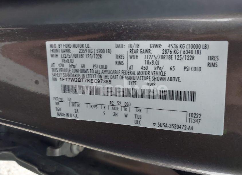 Photo 9 of 2019 Ford F-250 XLT (VIN 1FT7W2BT7KEC97385)