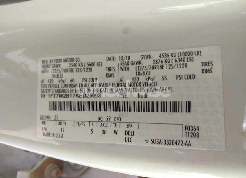 Photo 9 of 2019 Ford F-250 XL (VIN 1FT7W2BT7KED25993)