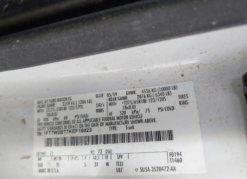 Photo 9 of 2019 Ford F-250 XLT (VIN 1FT7W2BT7KEF16023)