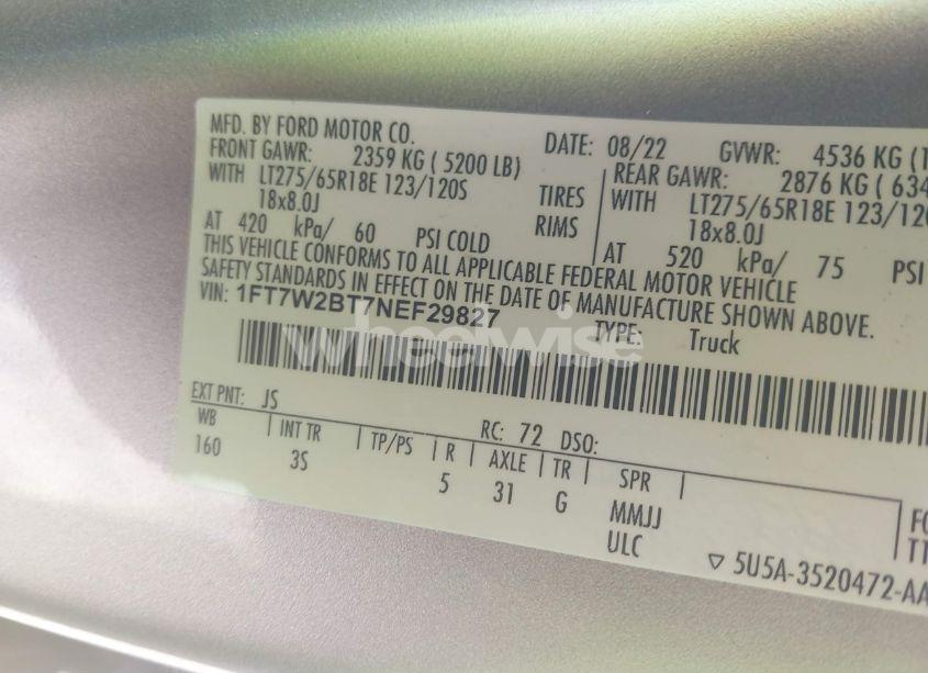 Photo 9 of 2022 Ford F-250 XLT (VIN 1FT7W2BT7NEF29827)