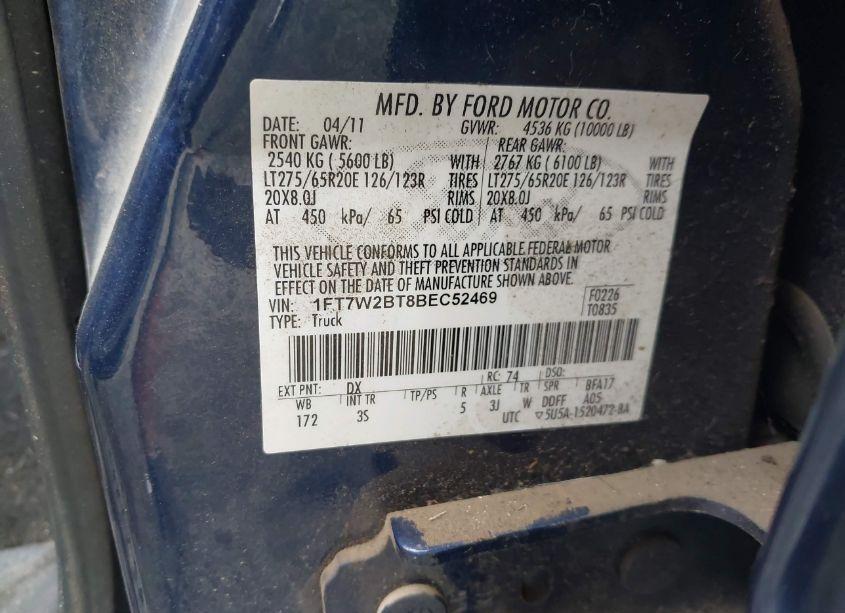 Photo 9 of 2011 Ford F-250 XLT (VIN 1FT7W2BT8BEC52469)