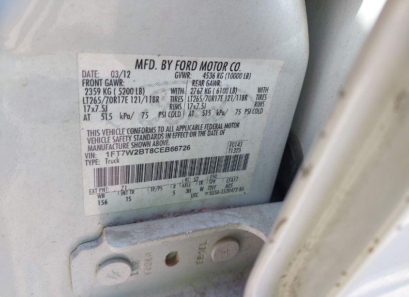 Photo 9 of 2012 Ford F-250 XL (VIN 1FT7W2BT8CEB66726)