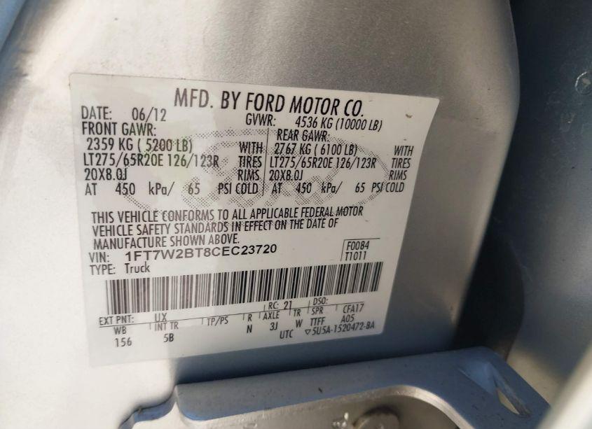 Photo 9 of 2012 Ford F-250 LARIAT (VIN 1FT7W2BT8CEC23720)